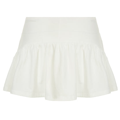 Solid Color And V-neck Hollow Out Strap Short Exercise Skirt Suit