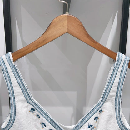 V-neck Short-sleeved Lace-up Mori Blouse