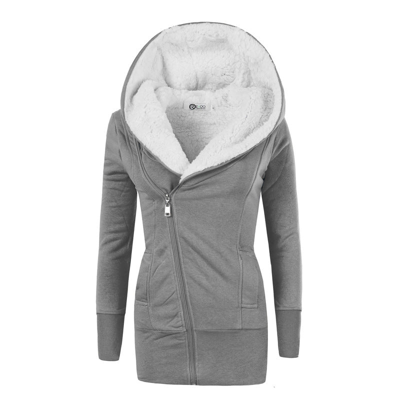 Lamb Wool Hooded Long Sleeve Women's Sweater