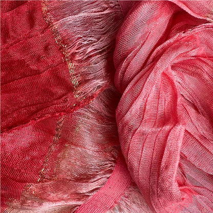 Red Metallic Polyester Scarf - Skinny Long Scarf With Silver Threads 66inchx9.4inch