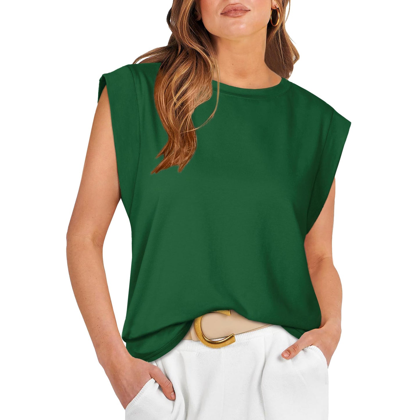 Round Neck Loose Short Sleeves Striped Top For Women