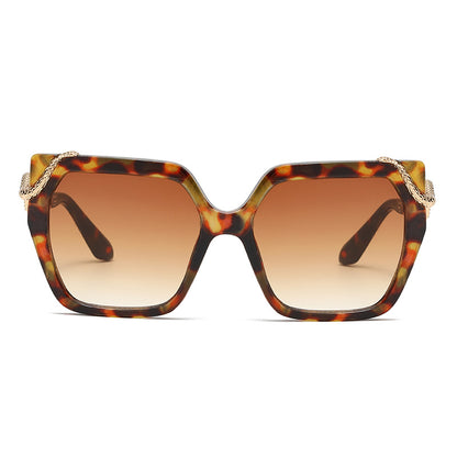 Retro Square Snake Pattern Temple Sunglasses For A Stylish