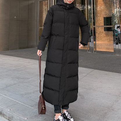 Korean style loose padded padded jacket over the knee mid-length padded padded jacket