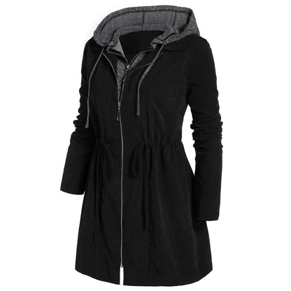 Ladies mid-length thick quilted hooded coat