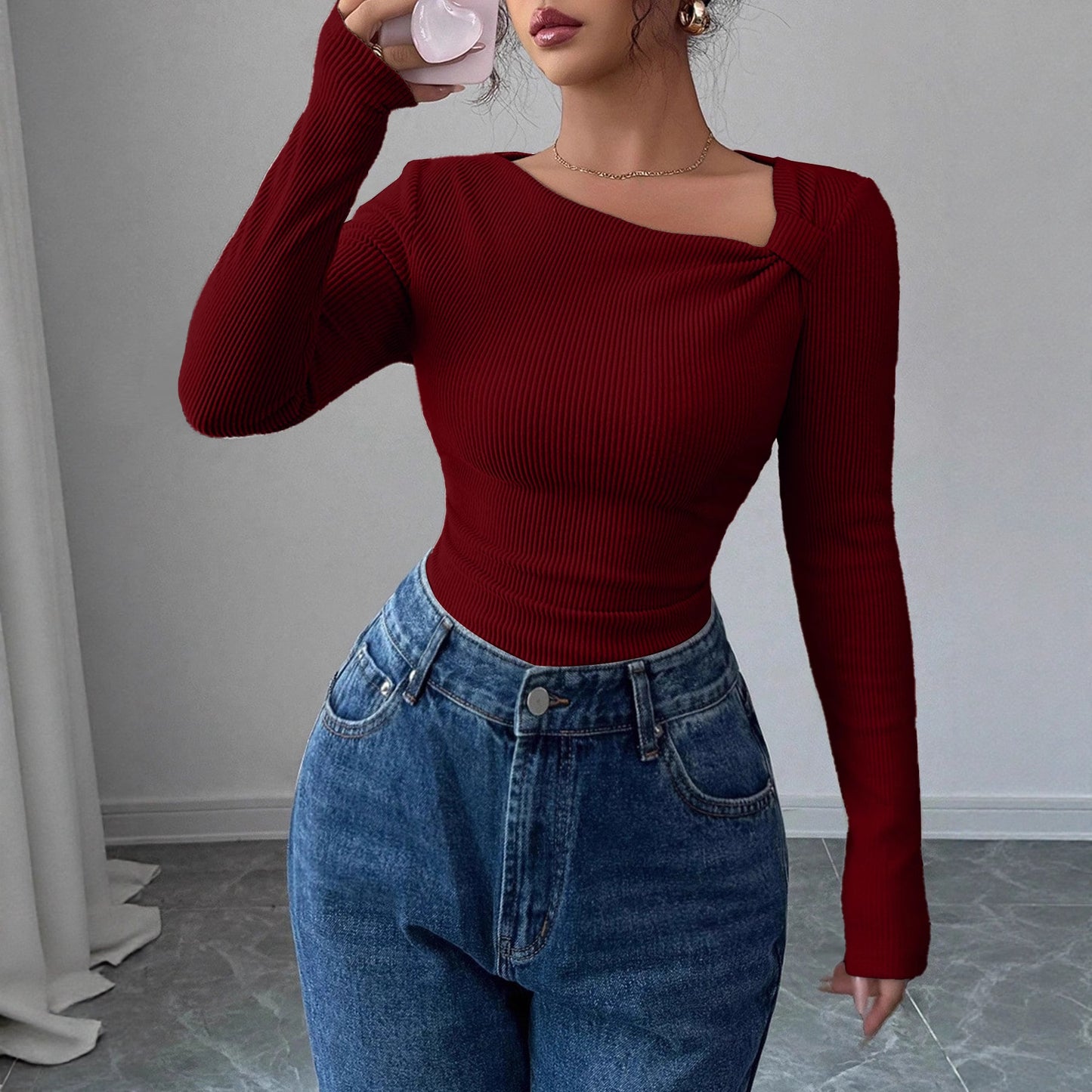 Korean Style Pleating Irregular Design Top