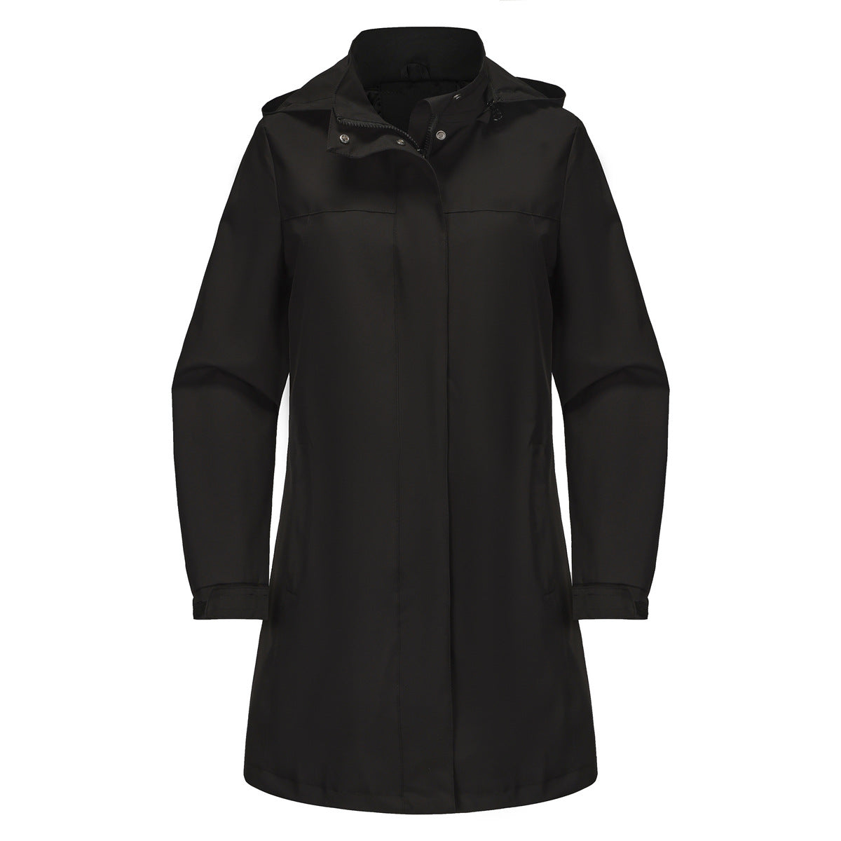 Removable Cap Waterproof Windbreaker Women's Solid Color