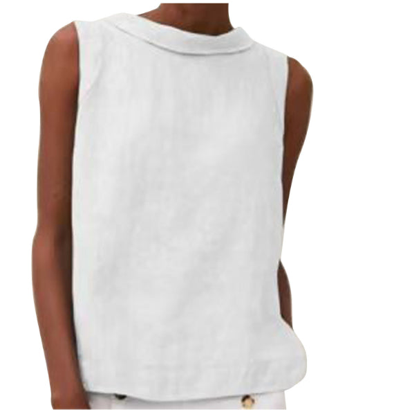 Solid Color Round Neck Short Pullover Casual Solid Color Sleeveless Top