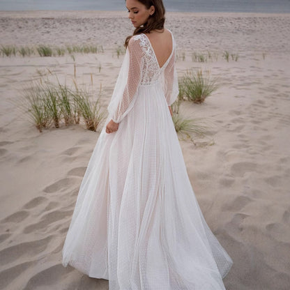 Wish Mesh Split New Light Women's Wedding Dress