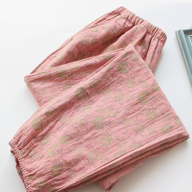 Double-layer Yarn-dyed Jacquard Cotton Women's Pajama Bottoms Spring, Summer