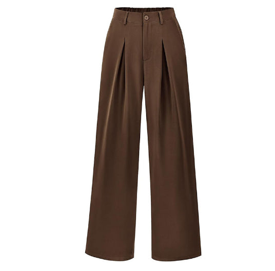 Women's French-style Pleated High-waist Wide-leg Trousers