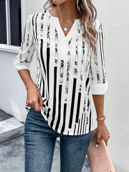 Double Matching Contrast Color Positioning Flower Half-sleeve Shirt Women's Top