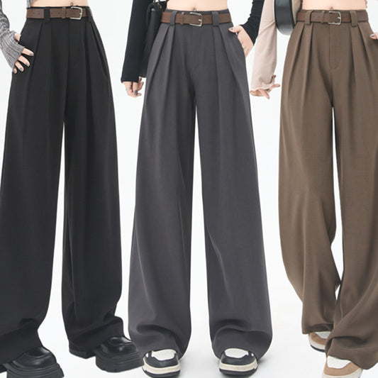 Gray Suit Pants Women's Straight Loose