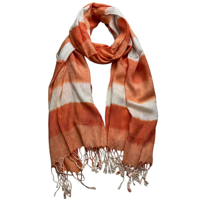 Orange Red Printed Viscose Scarf - Flowy Casual Scarf 67inchx24inch