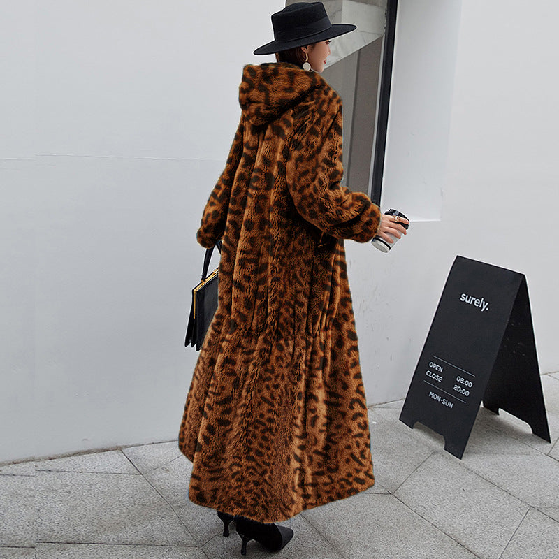 New Fur Coat Women's Hooded Long Coat