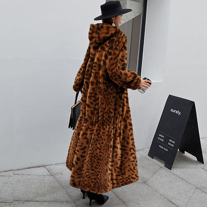 New Fur Coat Women's Hooded Long Coat