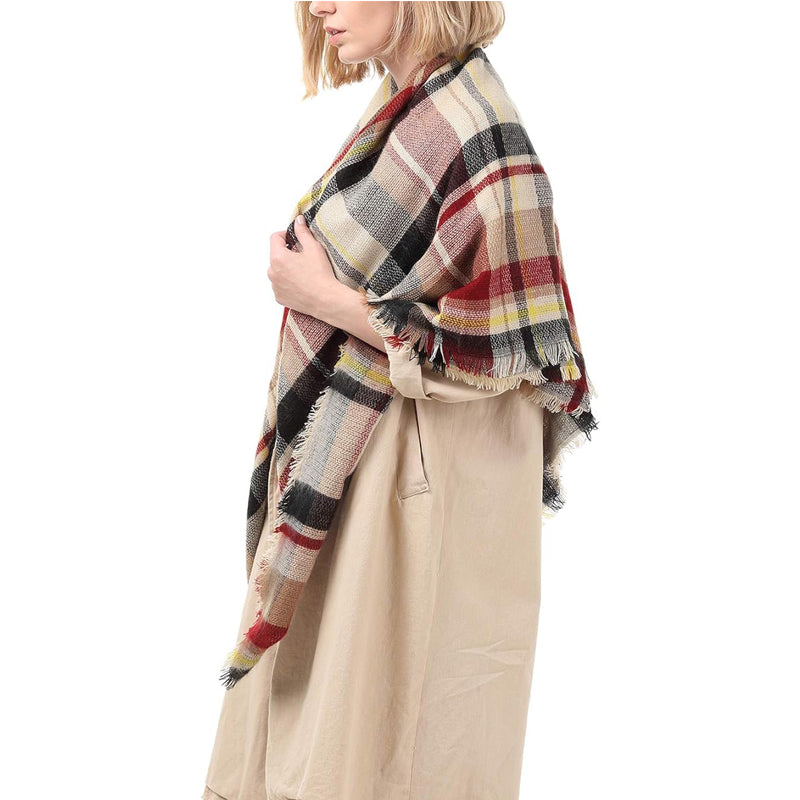 59 X 59in Red Women Fall Winter Scarf