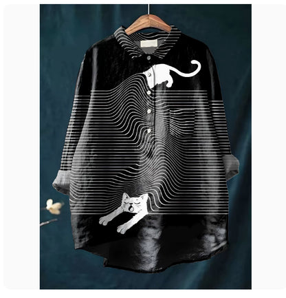 Women's Loose Printed Round Neck Shirt