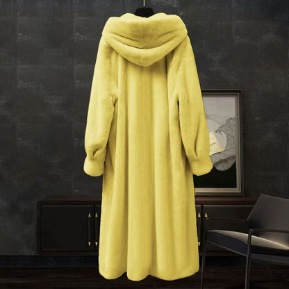 Loose Plus Size Long Leopard Print Fur Coat