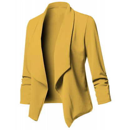 Pure Color Casual Cardigan Women's Small Suit