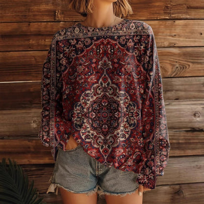 Long Sleeve Round Neck Loose Retro Style Sweater