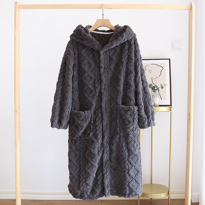 Women's Fashion Fleece Thickening Nightgown Homewear Set