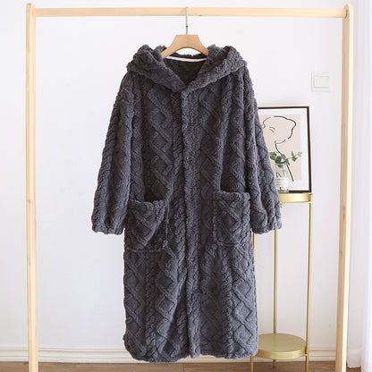 Women's Fashion Fleece Thickening Nightgown Homewear Set