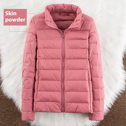 Stand-up Collar Down Short Lightweight And Extra Thick Slim Jacket