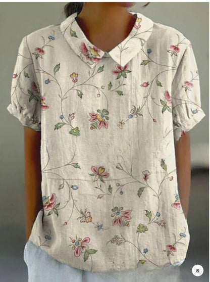 Lapel Short Sleeve Elegant Women