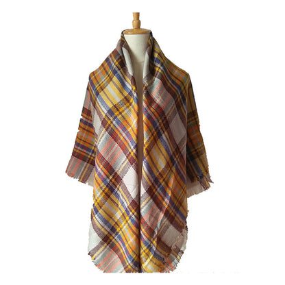 59 X 59in Yellow Blue Womens Fall Winter Scarf