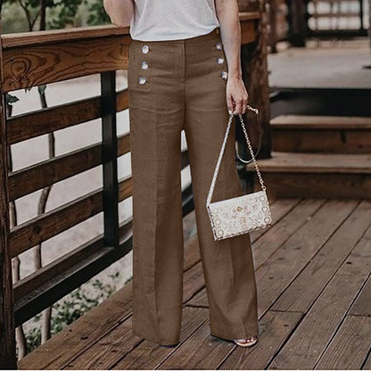 Button wide leg pants