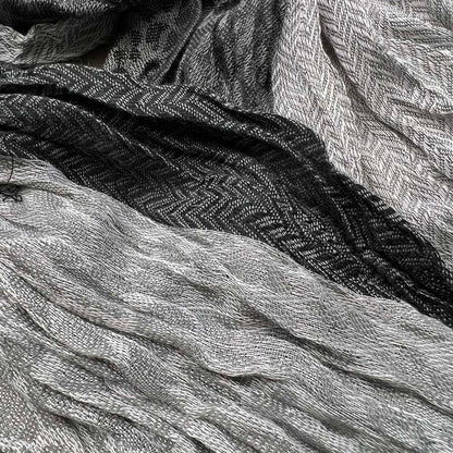 Jacquard Polyester Long Scarf For Women - Grey Winter Accessory 71inchx28inch