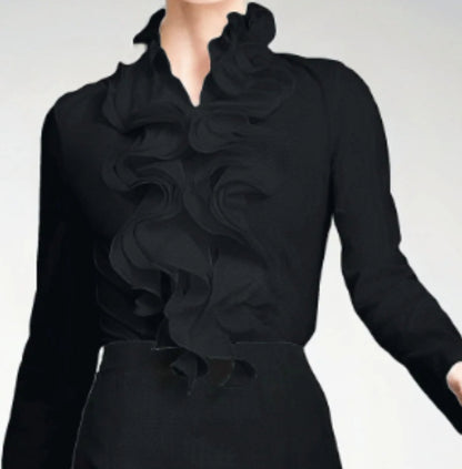 Women's Fashion Solid Color Long Sleeve Silk-like Shirt