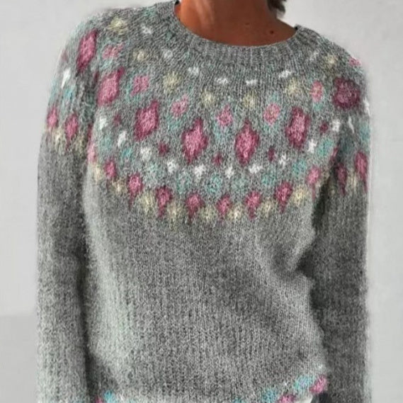 Women's Round Neck Multicolor Sweater