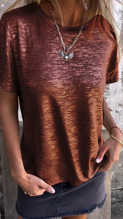 Women's Fashion Casual Sequin Short Sleeve Round Neck Top