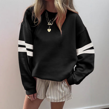Fiery Red Varsity Striped Detail Drop Shoulder Oversized Sweatshirt