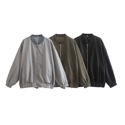 Women's Fashion Stand Collar Loose Flight Jacket