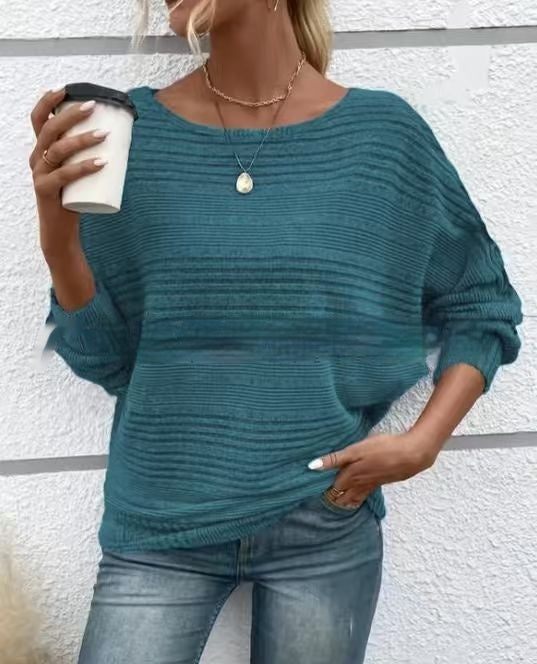 Women's Round Neck Splicing Pullover Top T-shirt