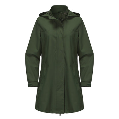 Removable Cap Waterproof Windbreaker Women's Solid Color