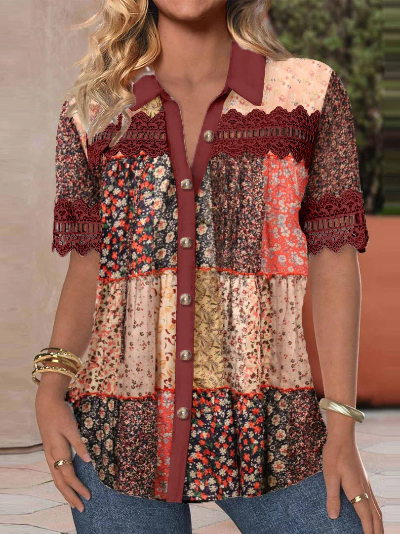 Trade Cross-border Casual Shirt Collar Short Sleeve Regular Open Digital Printing