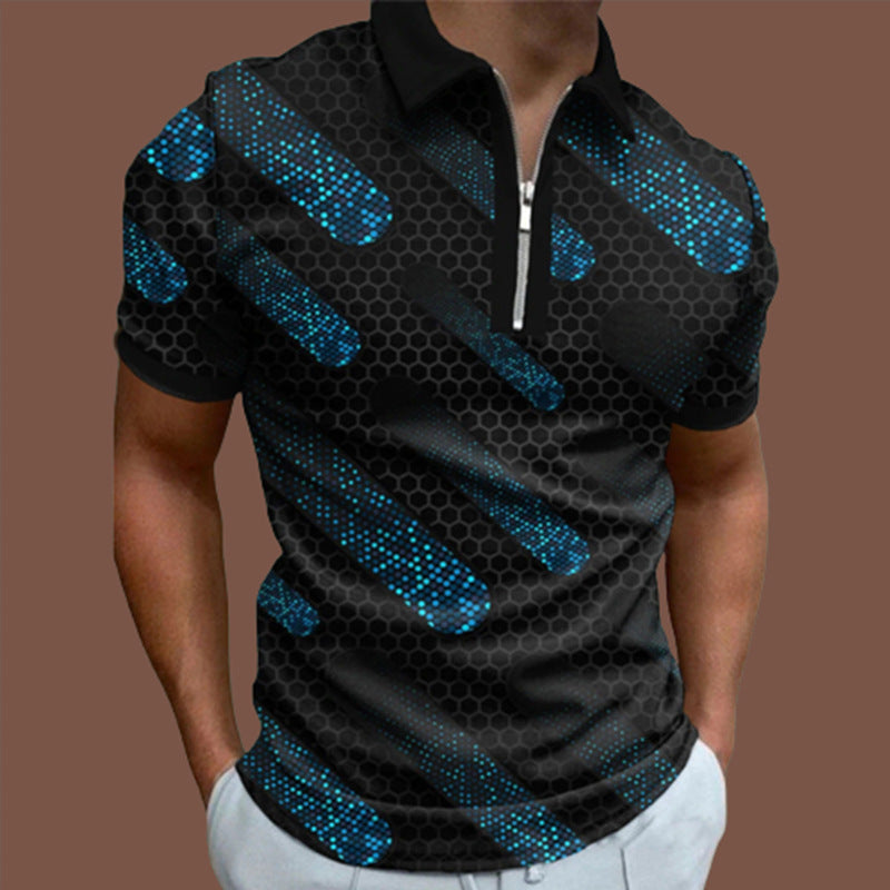 Fashion Printed Lapel Short Sleeves