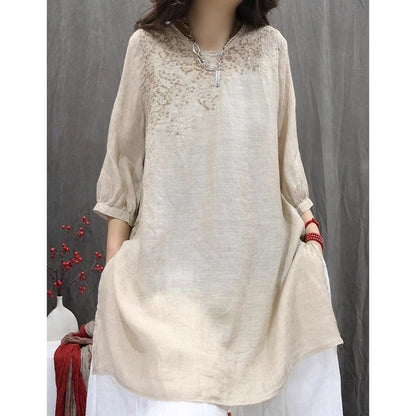 Vintage Embroidered Loose Slim-fit Bohemian Casual Mid-length Top