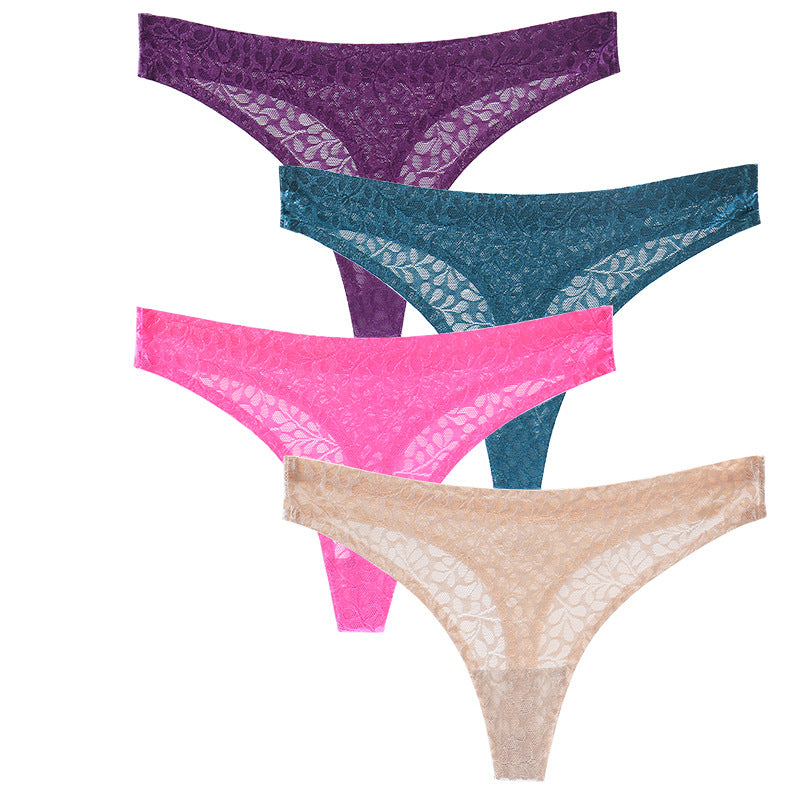 Women's Cotton Jacquard Seamless Tape Thong Panties