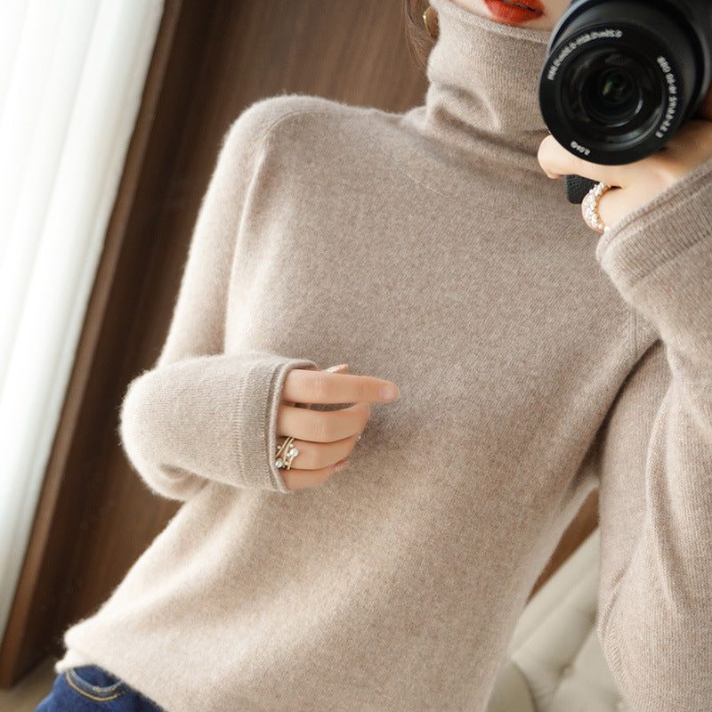 Women's Wool Solid Color Sweater Knitted Bottoming Shirt