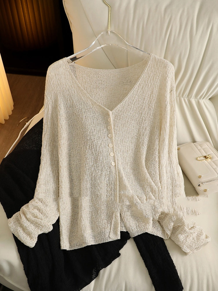 Hollow Lightweight Sun Protection Shawl Summer Cardigan Short Coat Sweater