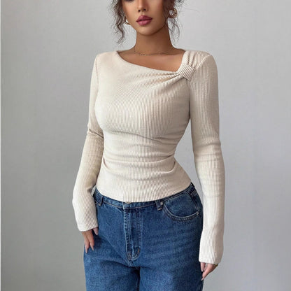Korean Style Pleating Irregular Design Top