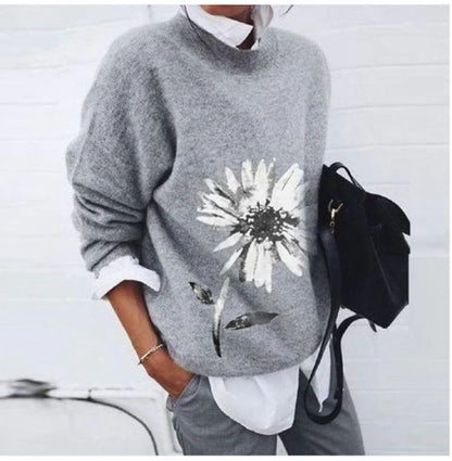 Women's Fashion Flower Printed Loose Top