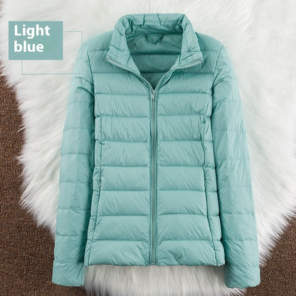 Stand-up Collar Down Short Lightweight And Extra Thick Slim Jacket
