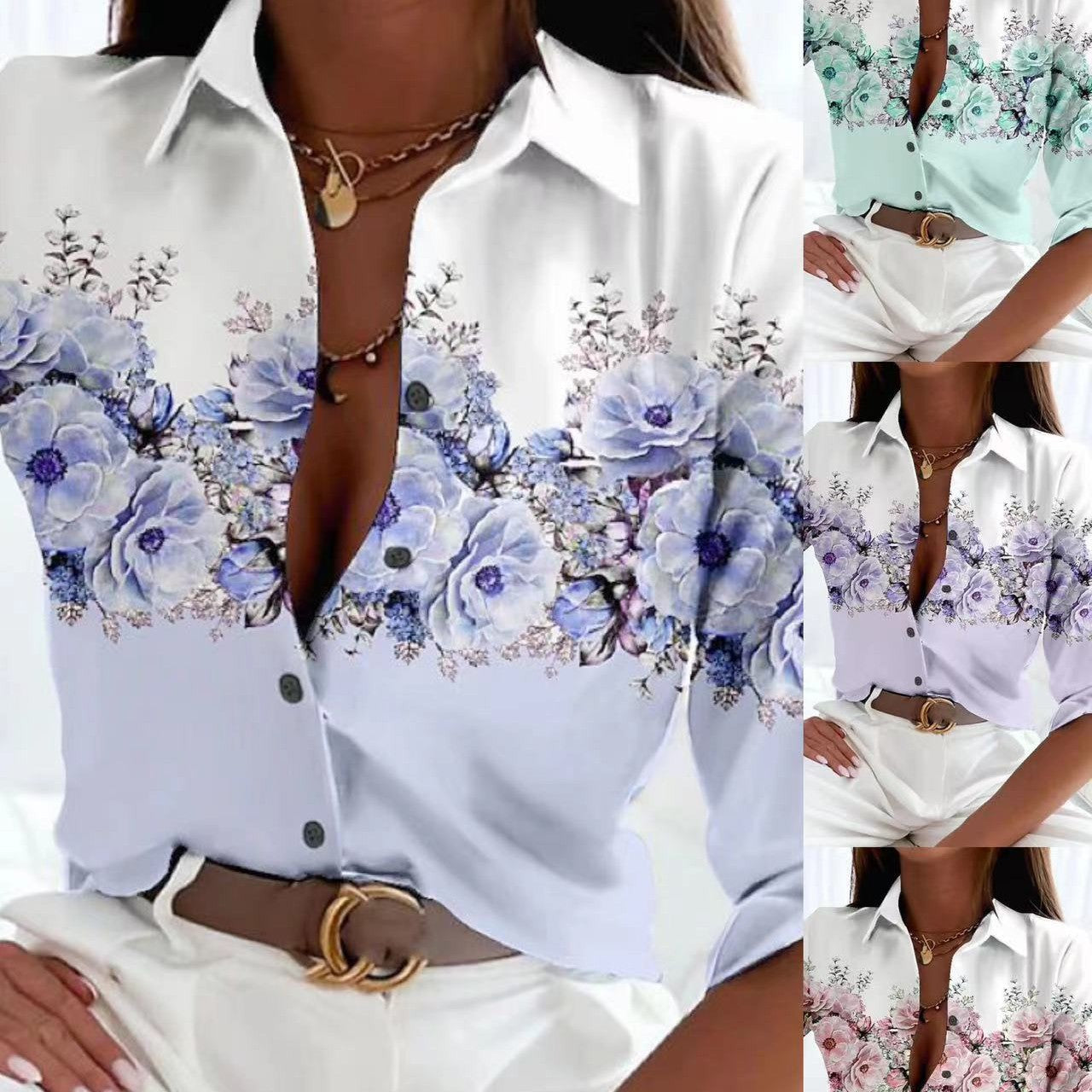 Fashion Floral Print Long Sleeve Shirt