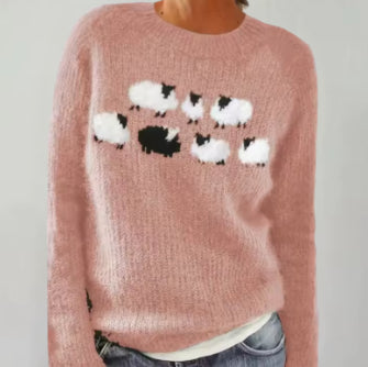 Women's Round Neck Multicolor Sweater