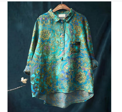 Loose Print Crew Neck Casual Plus Size Women's T-shirt